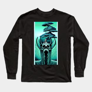 Skeleton With Bonsai Tree Growing Out Of Its Head Long Sleeve T-Shirt